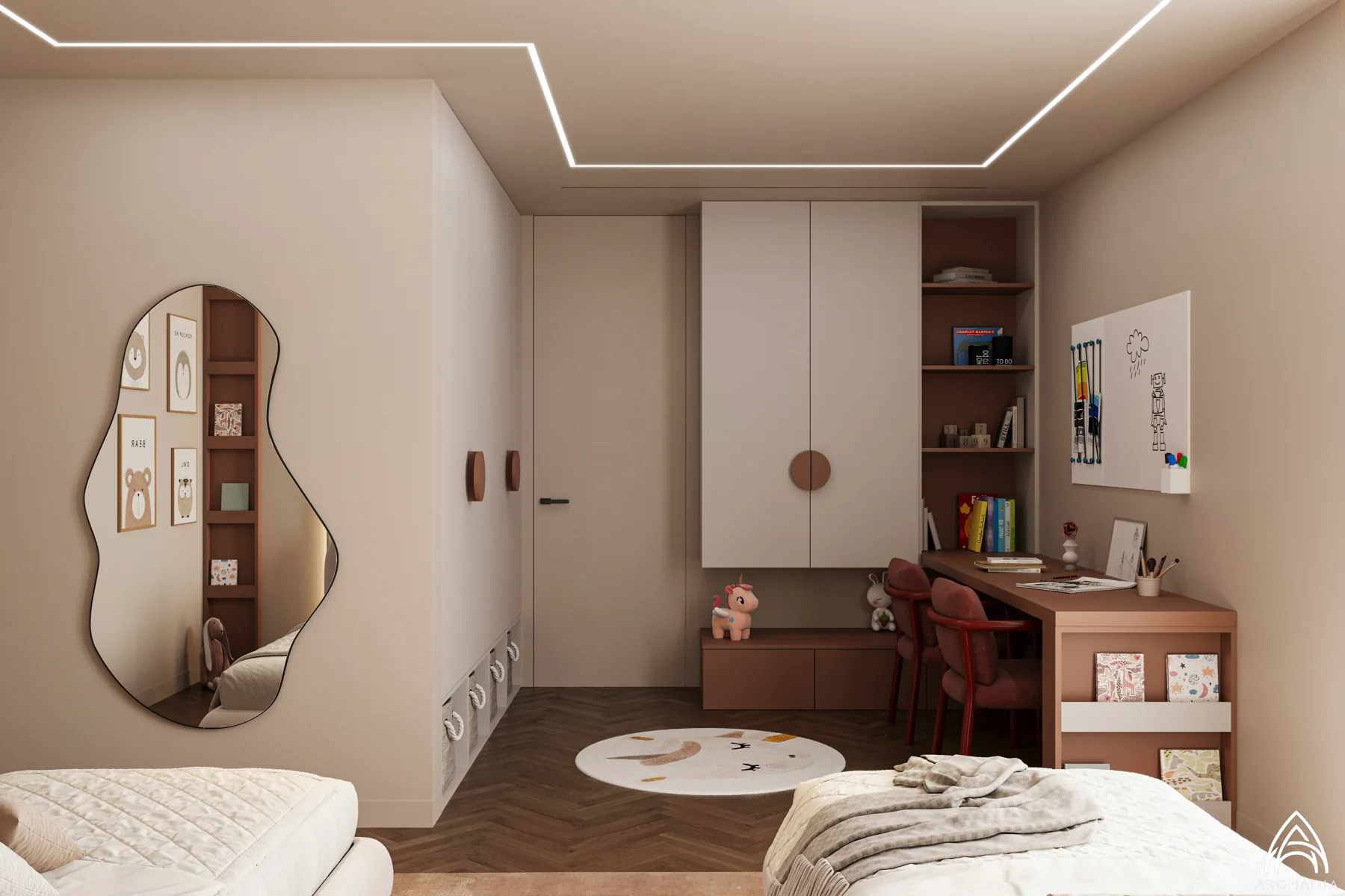 Private Residence — Girls’ Bedroom, bedroom design visualization 2