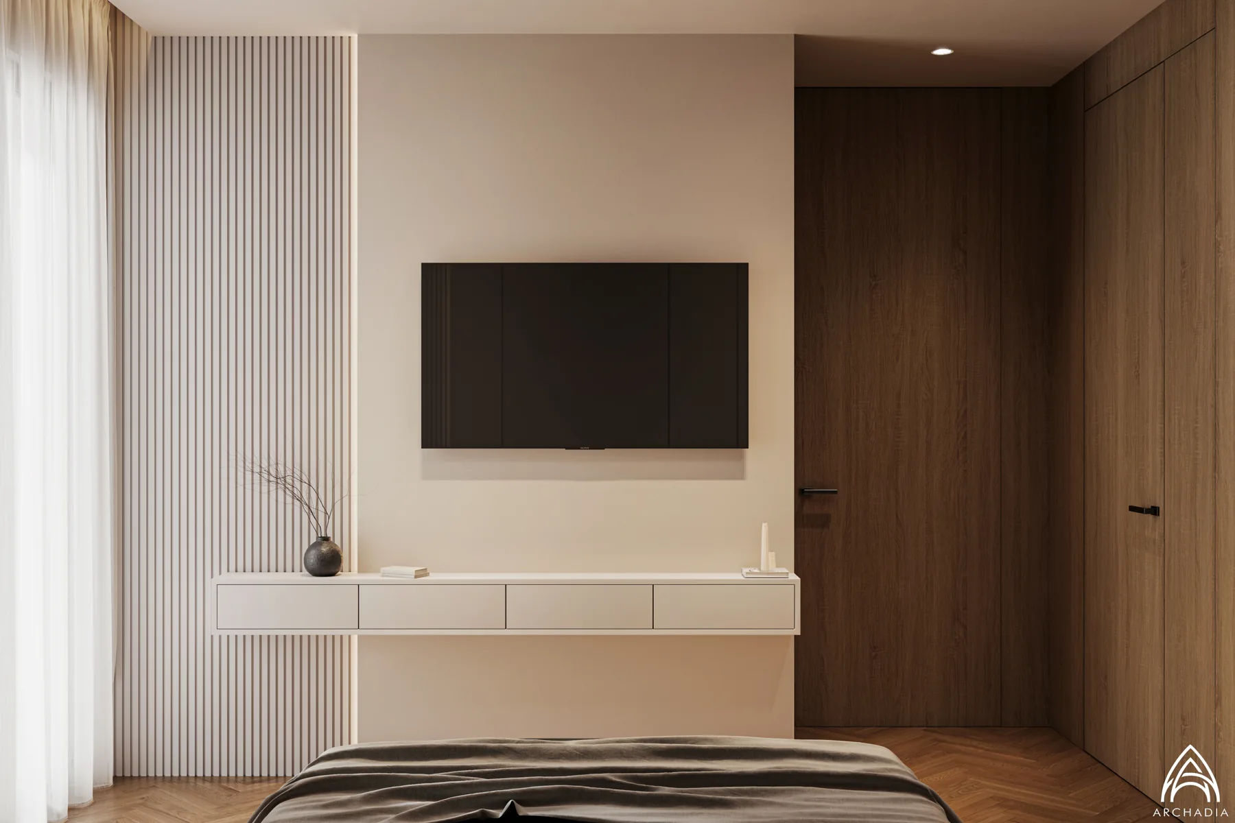 Private Residence — Guest Bedroom, bedroom design visualization 1