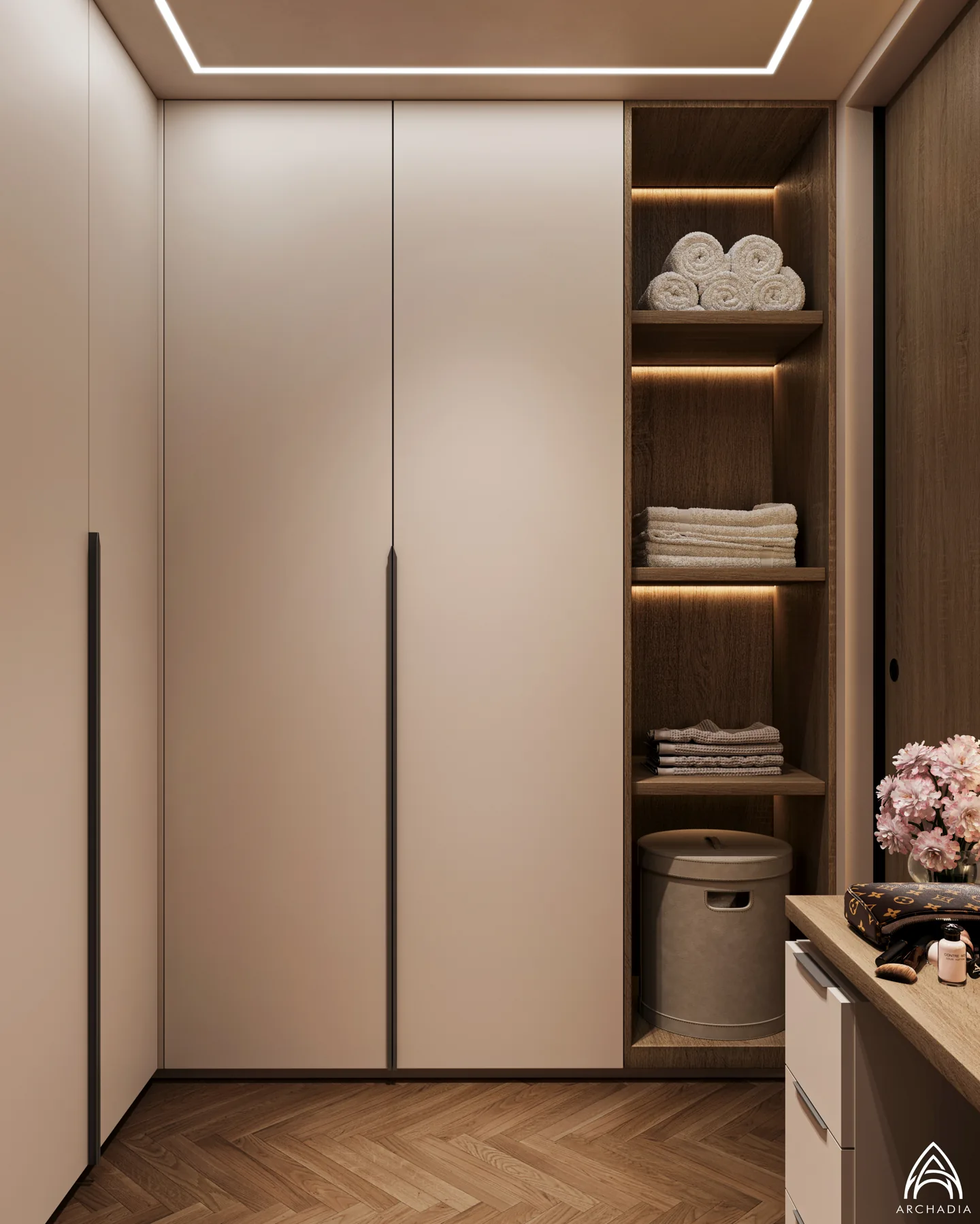 Private Residence — Guest Bedroom, dressing area design visualization 3