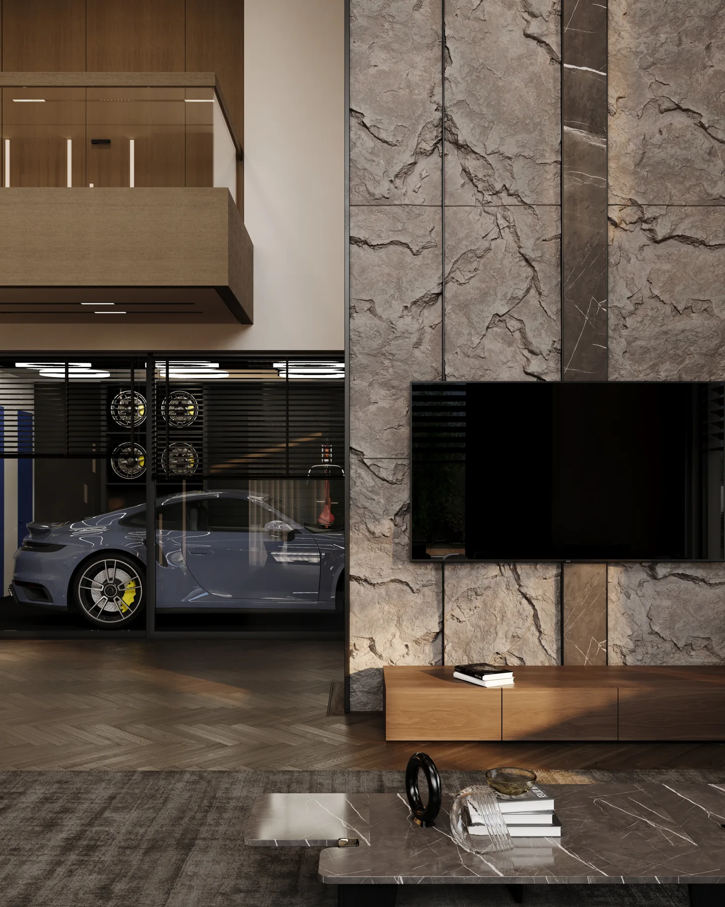 Private Residence — Living, Dining & Kitchen, living area design visualization 6